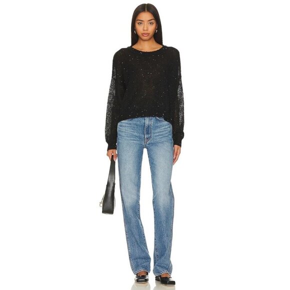 LNA Sheye Sparkle Sweater in Black Night Medium New Womens Knit Top - Picture 4 of 15